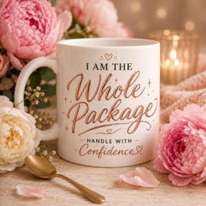 i am the whole package funny inspirational mug for women