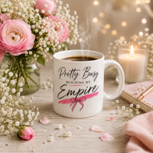 pretty busy building my empire motivational girly mug