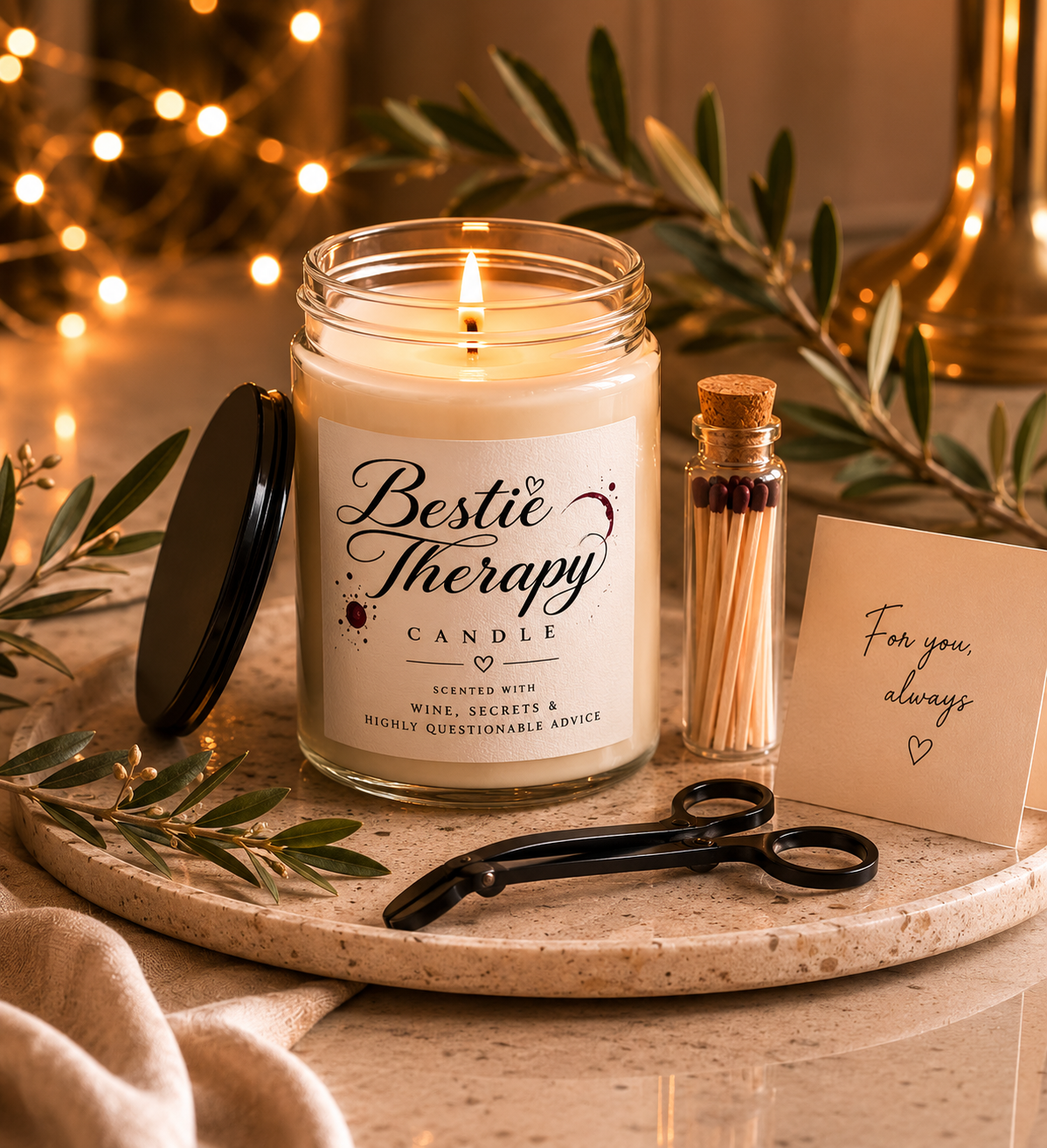 bestie therapy candle – scented with wine, secrets & highly questionable advice bestie therapy candle – scented with wine, secrets & highly questionable advice
