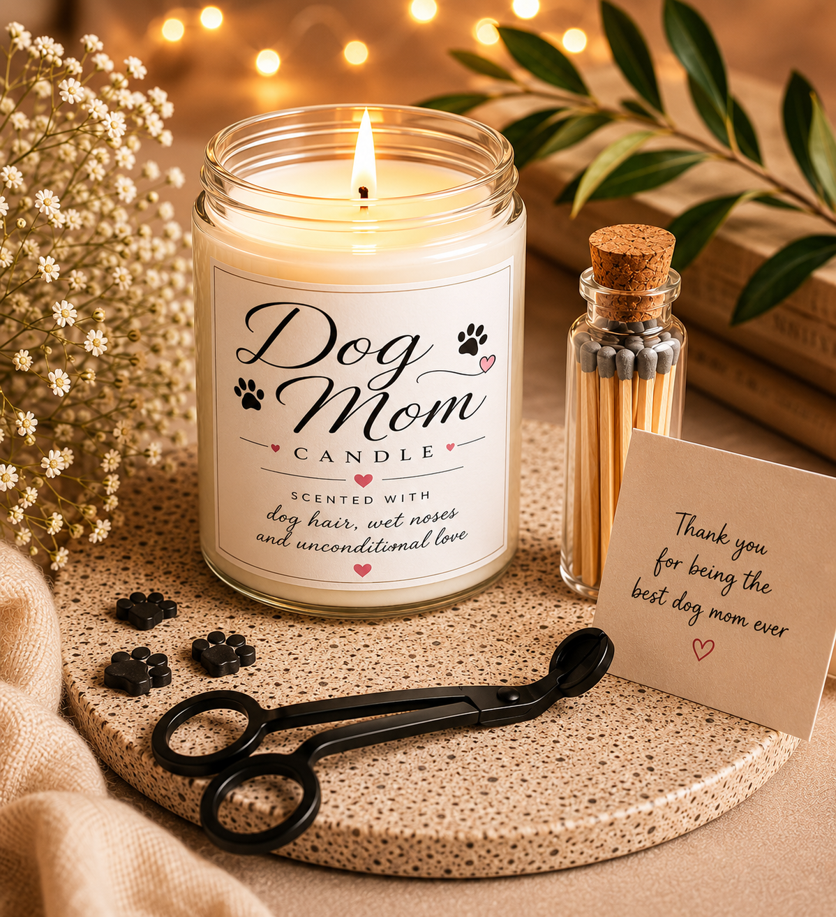 dog mom candle – scented with dog hair, wet noses & unconditional love dog mom candle – scented with dog hair, wet noses & unconditional love