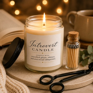 introvert candle – scented with cancelled plans, silence & zero social obligations