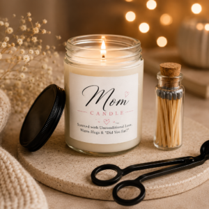 mom candle – scented with unconditional love, warm hugs & “did you eat?”