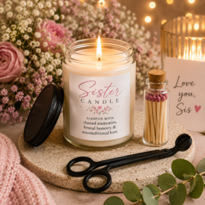 sister candle – scented with shared memories, brutal honesty & unconditional love